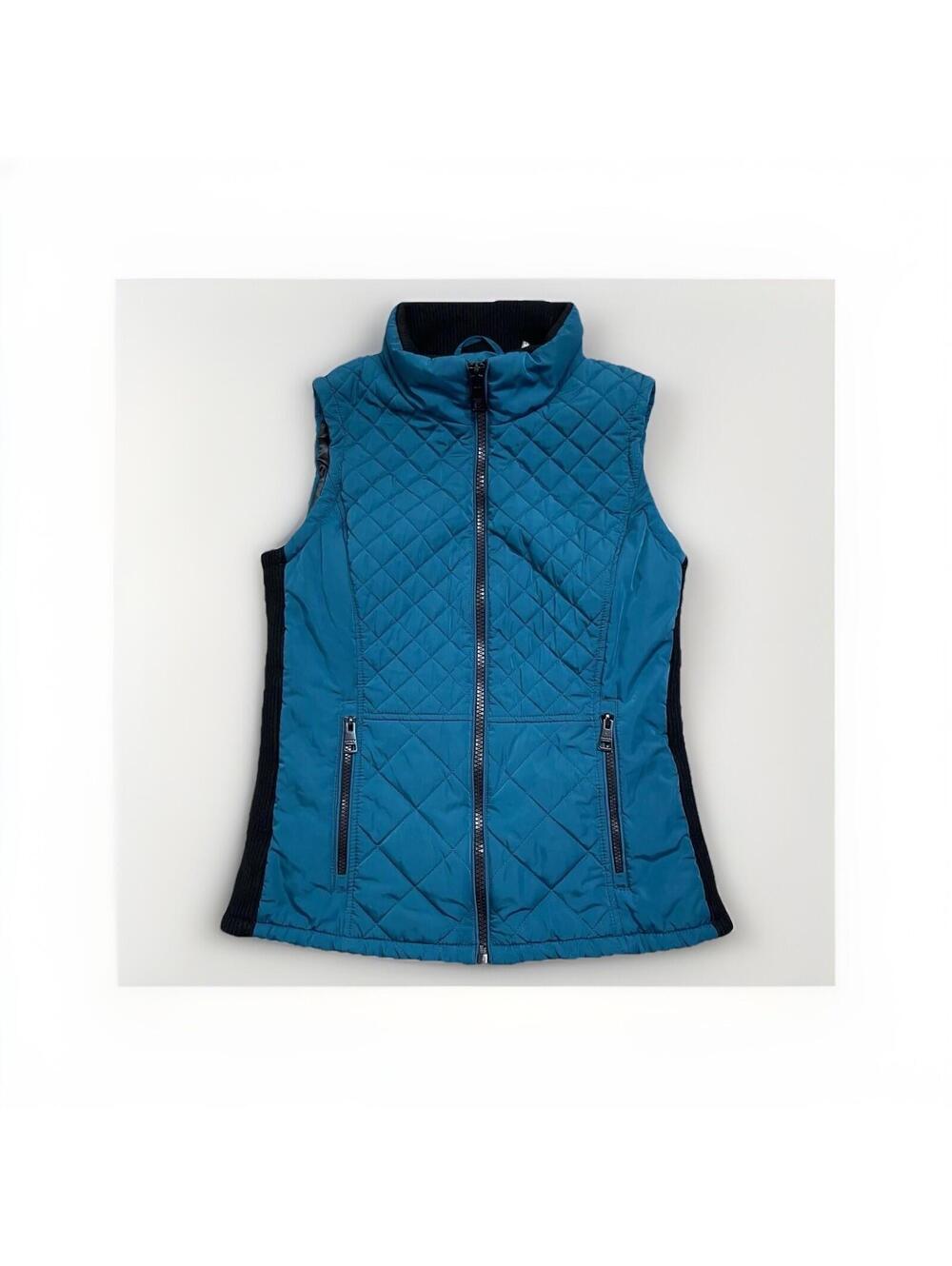 Andrew Marc Women’s Quilted Insulated Vest Size S Aqua & Black